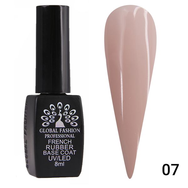 Каучукова база для гель лаку френч, Rubber Base Coat French, 8 мл, Global Fashion 07 2187 фото