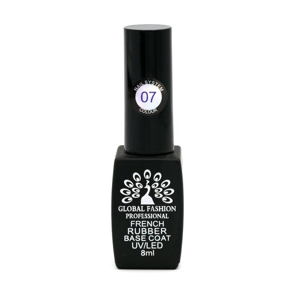 Каучукова база для гель лаку френч, Rubber Base Coat French, 8 мл, Global Fashion 07 2187 фото