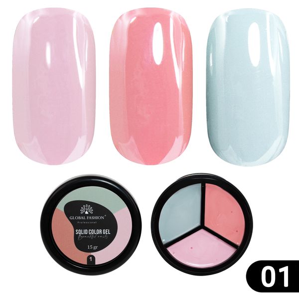 Гель-фарба Solid color gel - 3, підвищеної щільності 15 гр, Rose sky 01 16235 фото