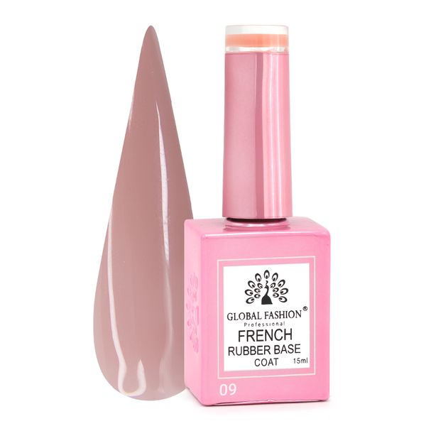 Каучукова база для гель лаку френч, Rubber Base Coat French, 15 мл, Global Fashion 09 8103 фото