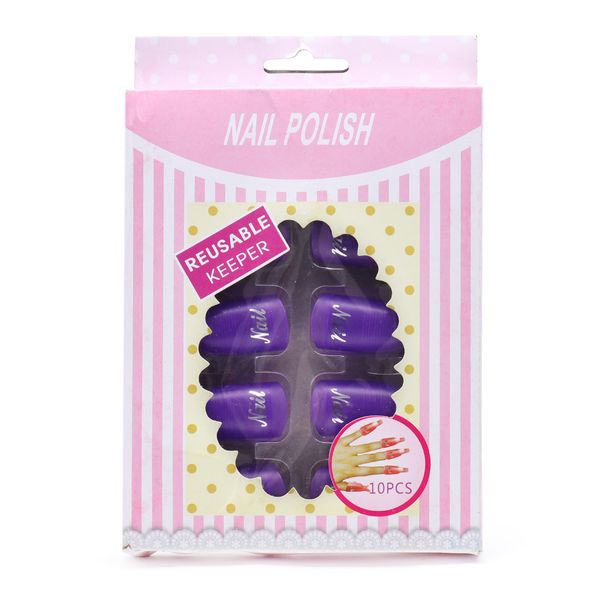 Ковпачки пластмасові для зняття гель лаку, бузкові, Nail Polish 10 шт 12403 фото