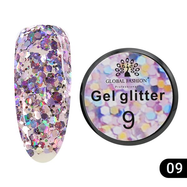 Гліттер гель Global Fashion 5 гр, Glitter gel 09 6102 фото