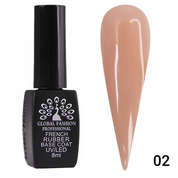 Каучукова база для гель лаку френч, Rubber Base Coat French, 8 мл, Global Fashion 02 2140 фото