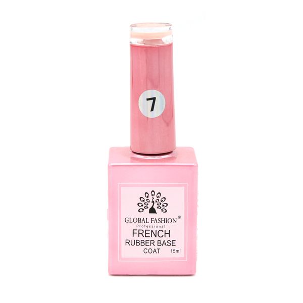 Каучукова база для гель лаку френч, Rubber Base Coat French, 15 мл, Global Fashion 07 8101 фото