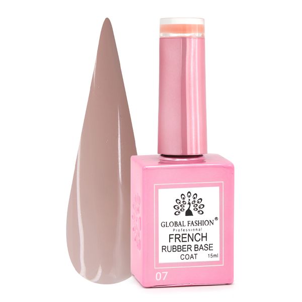 Каучукова база для гель лаку френч, Rubber Base Coat French, 15 мл, Global Fashion 07 8101 фото