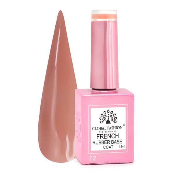 Каучукова база для гель лаку френч, Rubber Base Coat French, 15 мл, Global Fashion 12 8106 фото