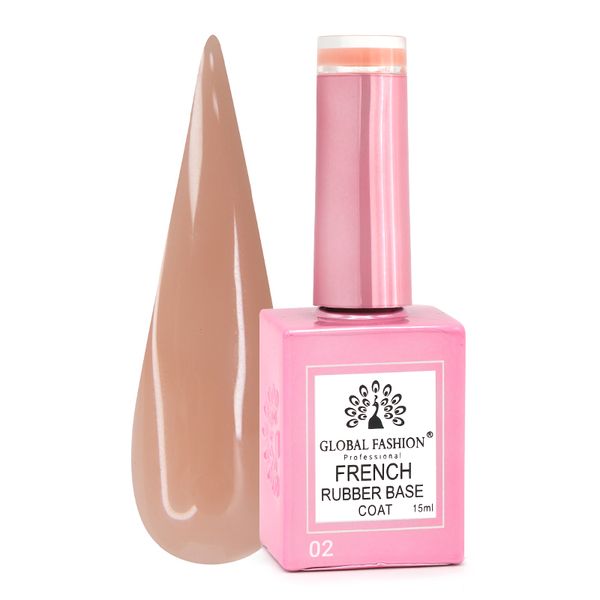 Каучукова база для гель лаку френч, Rubber Base Coat French, 15 мл, Global Fashion 02 8096 фото