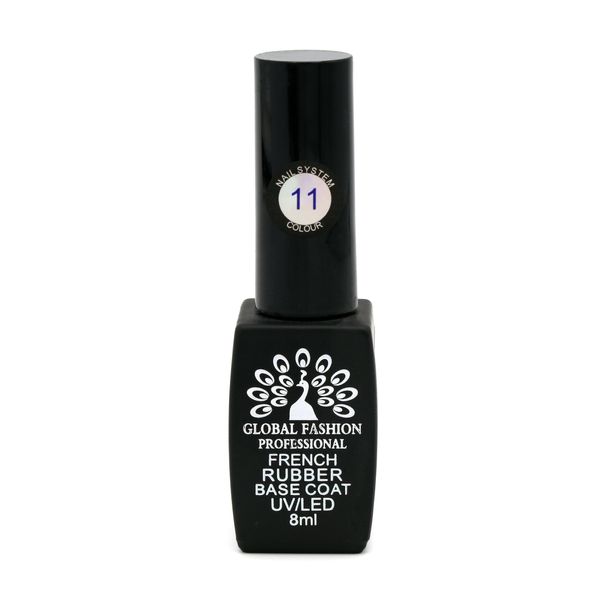 Каучукова база для гель лака френч, Rubber Base Coat French, 8 мл., Global Fashion 11 8081 фото