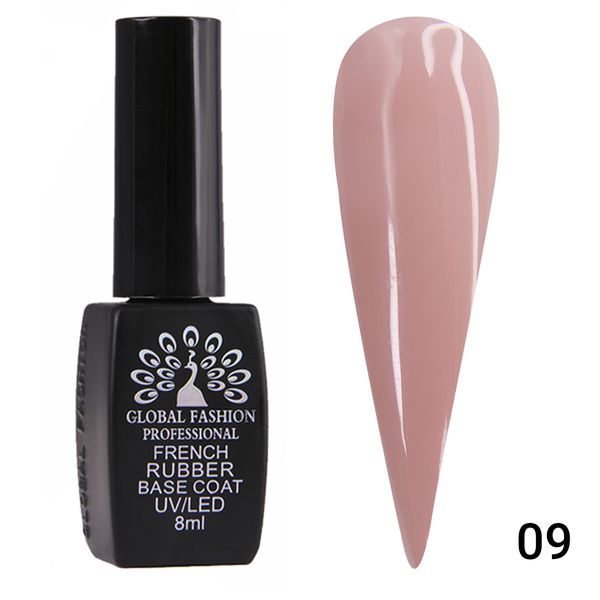 Каучуковая база для гель лака френч, Rubber Base Coat French, 8 мл., Global Fashion 09 8079 фото