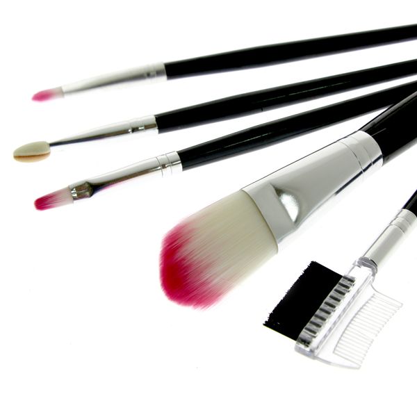 Набір пензлів для макіяжу 5 шт Global Fashion Cosmetic Brush, чорна ручка 11799 фото