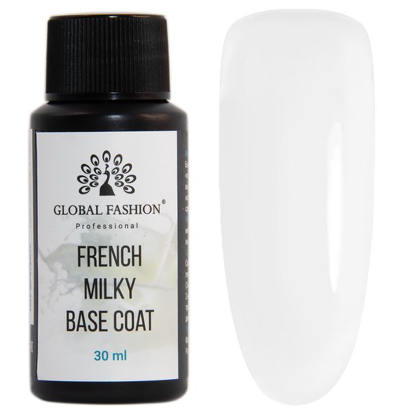 French Milky Base Coat, Молочная каучуковая френч база Global Fashion 30 мл 11385 фото