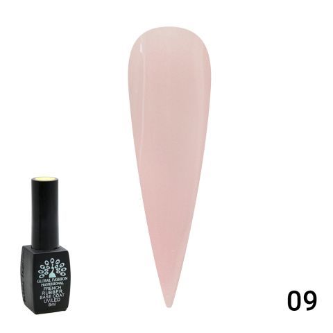 Каучукова база для гель лаку френч із шимером, Rubber Base Coat French, 8 мл, Global Fashion 009 2166 фото