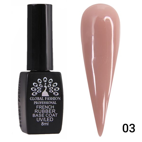 Каучукова база для гель лаку френч, Rubber Base Coat French, 8 мл, Global Fashion 03 2121 фото