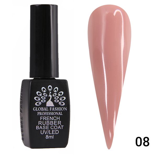 Каучукова база для гель лаку френч, Rubber Base Coat French, 8 мл, Global Fashion 08 2170 фото