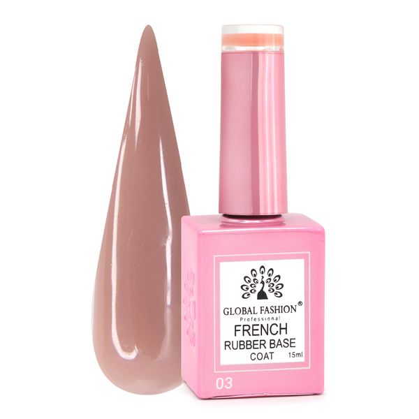 Каучукова база для гель лаку френч, Rubber Base Coat French, 15 мл, Global Fashion 03 8097 фото